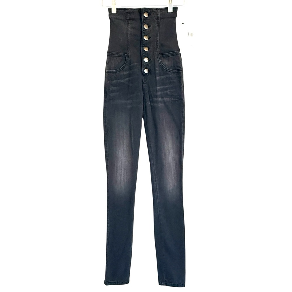 Guess NWT Corset Skinny Jeans Baldwin Wash High Rise Button Front Women’s Sz 25
